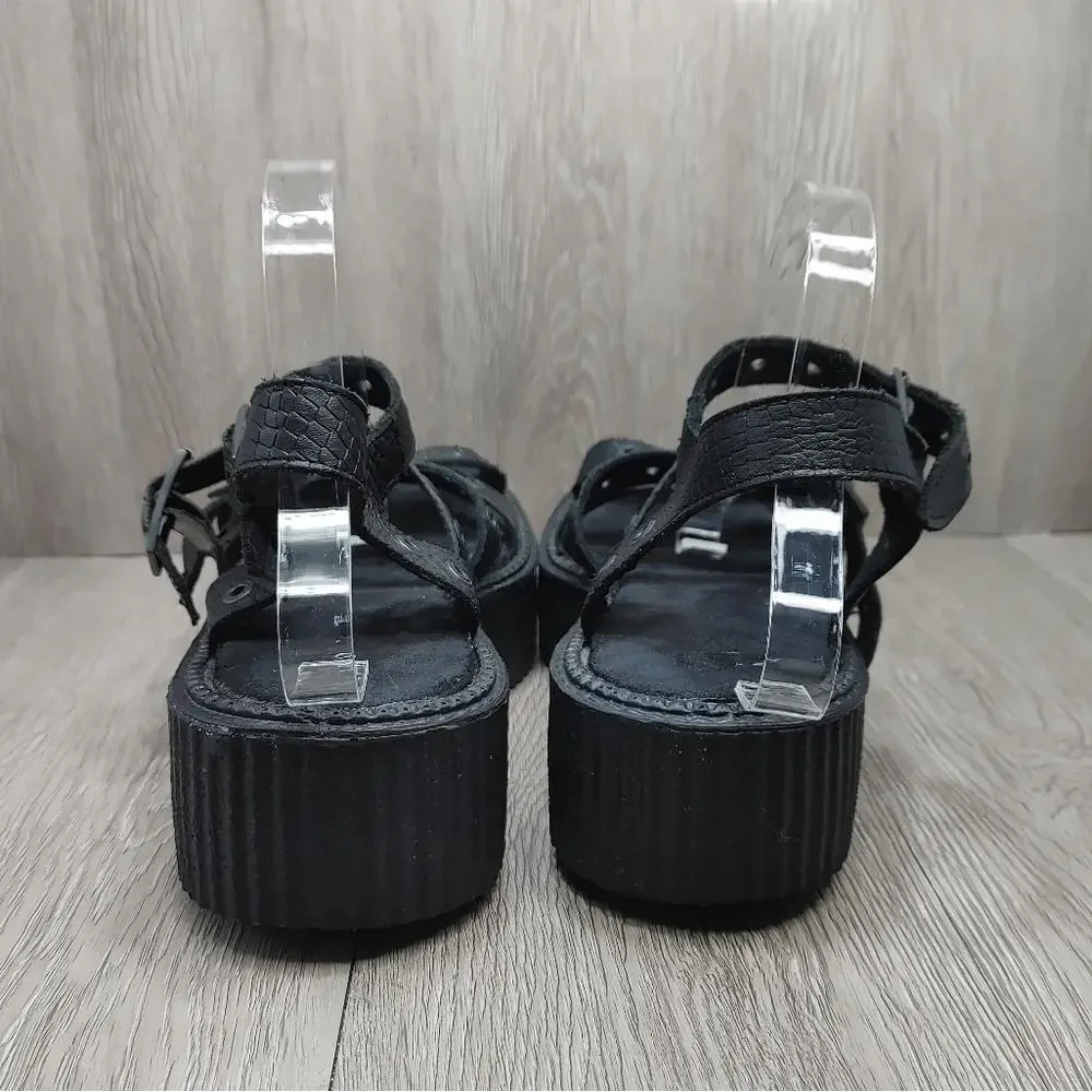 Underground England Creeper Sandal Black Snake Leather Platform Sole‎ UK 9 US 10